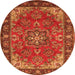 Square Medallion Orange Traditional Rug, tr2149org