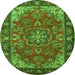 Square Medallion Green Traditional Rug, tr2149grn