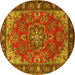 Round Medallion Yellow Traditional Rug, tr2149yw