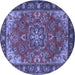 Round Medallion Blue Traditional Rug, tr2149blu