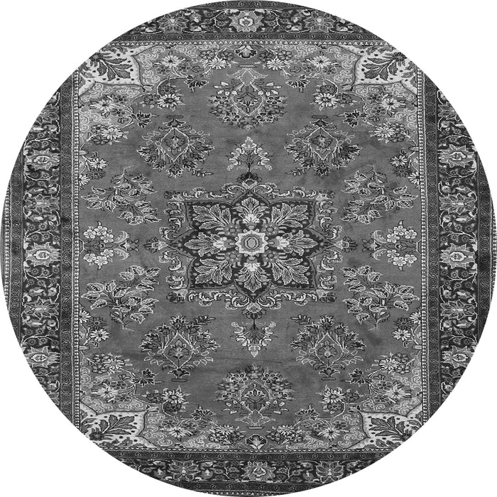 Machine Washable Medallion Gray Traditional Rug, wshtr2149gry