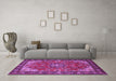 Machine Washable Medallion Purple Traditional Area Rugs in a Living Room, wshtr2149pur