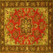 Square Machine Washable Medallion Yellow Traditional Rug, wshtr2149yw