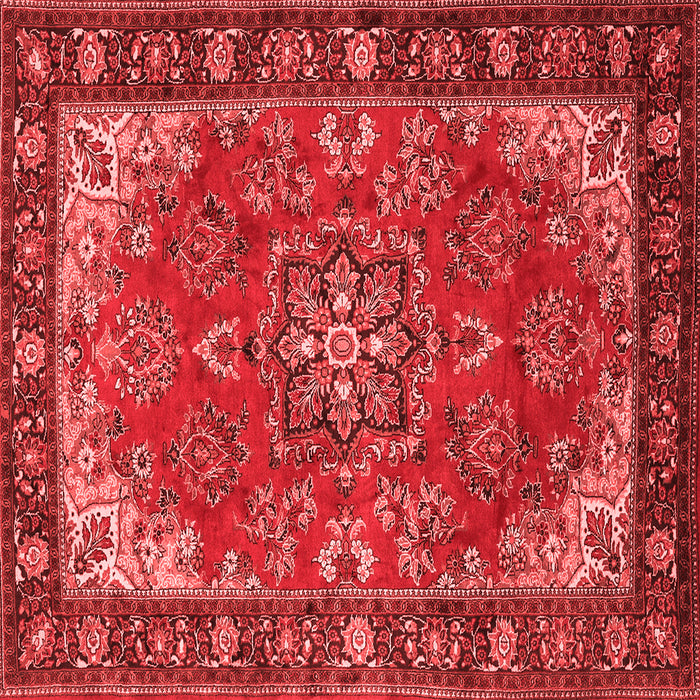 Machine Washable Medallion Red Traditional Rug, wshtr2149red