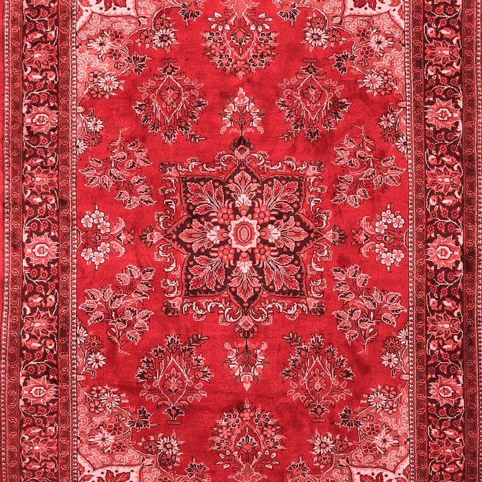 Machine Washable Medallion Red Traditional Rug, wshtr2149red