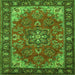 Serging Thickness of Medallion Green Traditional Rug, tr2149grn