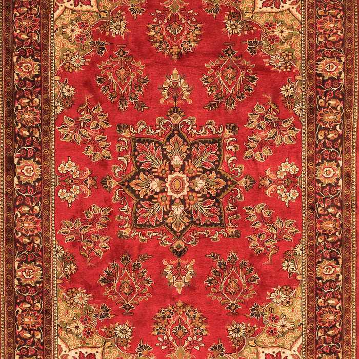 Serging Thickness of Machine Washable Medallion Orange Traditional Area Rugs, wshtr2149org