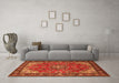 Machine Washable Medallion Orange Traditional Area Rugs in a Living Room, wshtr2149org