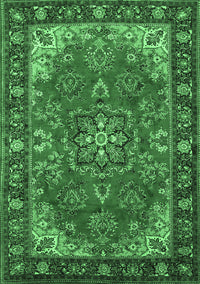 Medallion Emerald Green Traditional Rug, tr2149emgrn