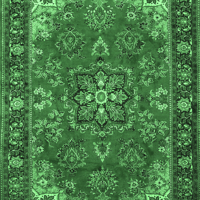Medallion Emerald Green Traditional Rug, tr2149emgrn