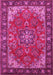 Machine Washable Medallion Pink Traditional Rug, wshtr2149pnk