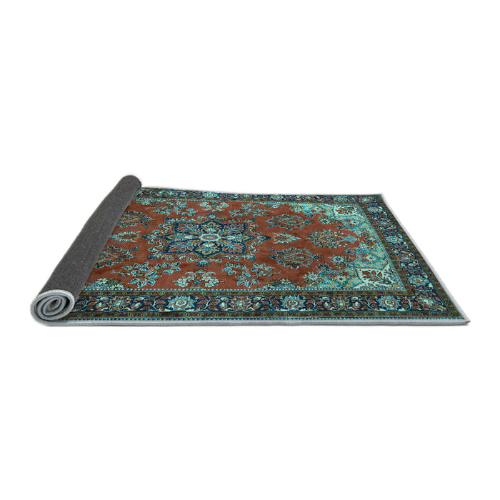 Sideview of Medallion Light Blue Traditional Rug, tr2149lblu