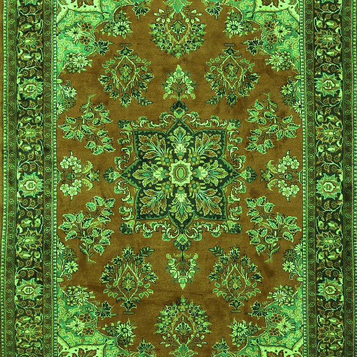 Serging Thickness of Machine Washable Medallion Green Traditional Area Rugs, wshtr2149grn