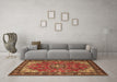 Machine Washable Medallion Brown Traditional Rug in a Living Room,, wshtr2149brn