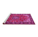 Sideview of Machine Washable Medallion Pink Traditional Rug, wshtr2149pnk