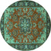 Round Medallion Turquoise Traditional Rug, tr2149turq