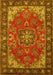 Machine Washable Medallion Yellow Traditional Rug, wshtr2149yw