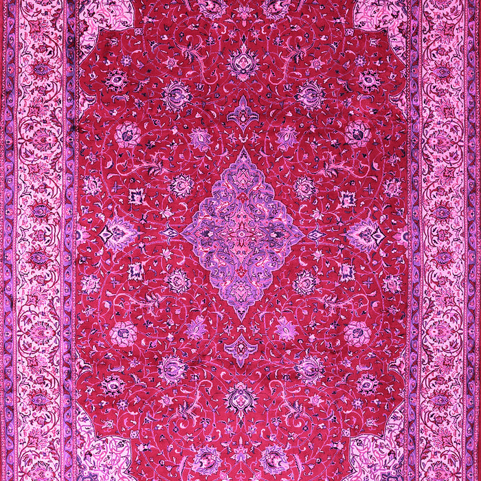 Machine Washable Medallion Pink Traditional Rug, wshtr214pnk