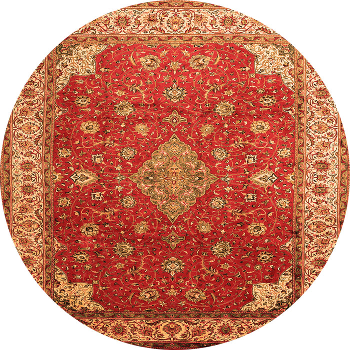 Square Medallion Orange Traditional Rug, tr214org