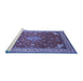 Sideview of Machine Washable Medallion Blue Traditional Rug, wshtr214blu