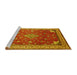 Sideview of Machine Washable Medallion Yellow Traditional Rug, wshtr214yw