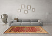 Machine Washable Medallion Brown Traditional Rug in a Living Room,, wshtr214brn