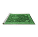 Sideview of Machine Washable Medallion Emerald Green Traditional Area Rugs, wshtr214emgrn