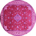 Round Medallion Pink Traditional Rug, tr214pnk