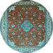 Round Medallion Light Blue Traditional Rug, tr214lblu