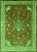 Serging Thickness of Machine Washable Medallion Green Traditional Area Rugs, wshtr214grn