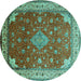 Round Medallion Turquoise Traditional Rug, tr214turq