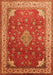 Serging Thickness of Machine Washable Medallion Orange Traditional Area Rugs, wshtr214org