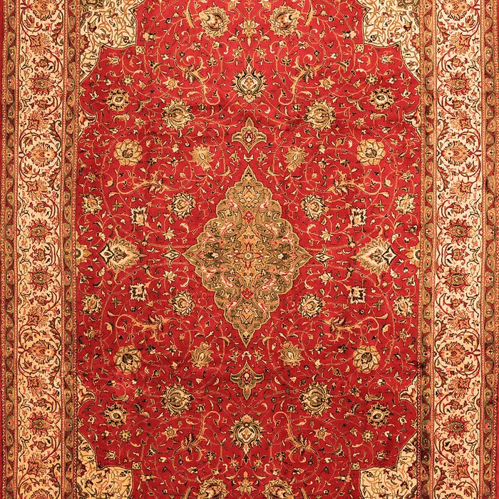 Serging Thickness of Machine Washable Medallion Orange Traditional Area Rugs, wshtr214org