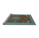 Sideview of Machine Washable Medallion Light Blue Traditional Rug, wshtr214lblu