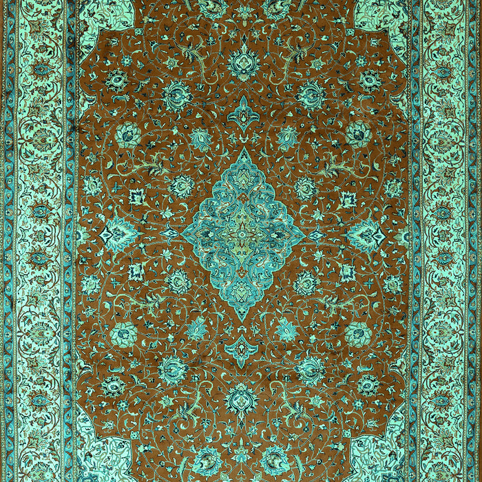 Machine Washable Medallion Turquoise Traditional Area Rugs, wshtr214turq