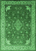 Machine Washable Medallion Emerald Green Traditional Area Rugs, wshtr214emgrn