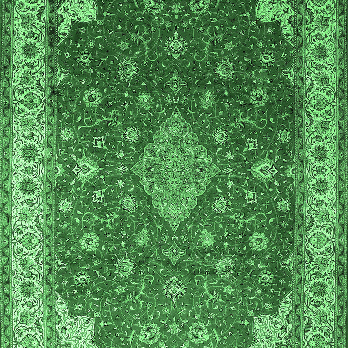 Machine Washable Medallion Emerald Green Traditional Area Rugs, wshtr214emgrn