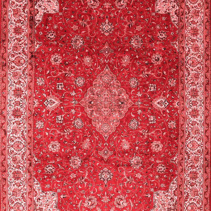 Machine Washable Medallion Red Traditional Rug, wshtr214red