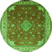 Machine Washable Medallion Green Traditional Area Rugs, wshtr214grn