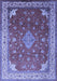 Machine Washable Medallion Blue Traditional Rug, wshtr214blu