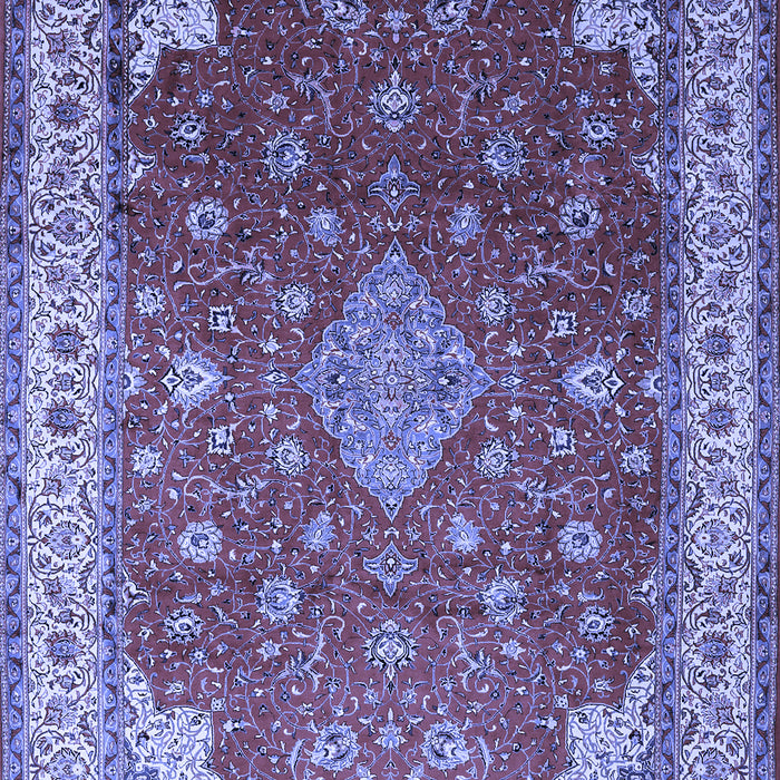 Machine Washable Medallion Blue Traditional Rug, wshtr214blu
