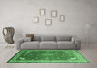 Machine Washable Medallion Emerald Green Traditional Area Rugs in a Living Room,, wshtr214emgrn