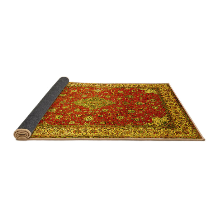 Sideview of Medallion Yellow Traditional Rug, tr214yw