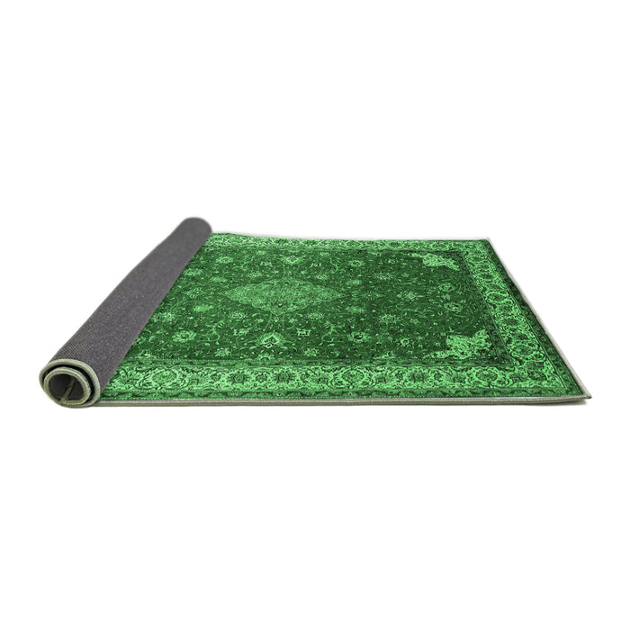 Sideview of Medallion Emerald Green Traditional Rug, tr214emgrn
