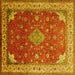 Square Medallion Yellow Traditional Rug, tr214yw