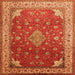 Serging Thickness of Medallion Orange Traditional Rug, tr214org