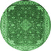 Round Medallion Emerald Green Traditional Rug, tr214emgrn