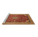 Sideview of Machine Washable Medallion Brown Traditional Rug, wshtr214brn