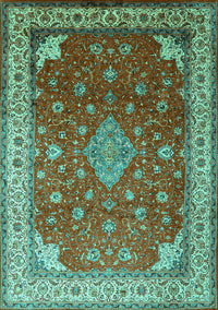 Medallion Turquoise Traditional Rug, tr214turq