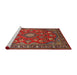 Sideview of Machine Washable Traditional Dark Almond Brown Rug, wshtr2150